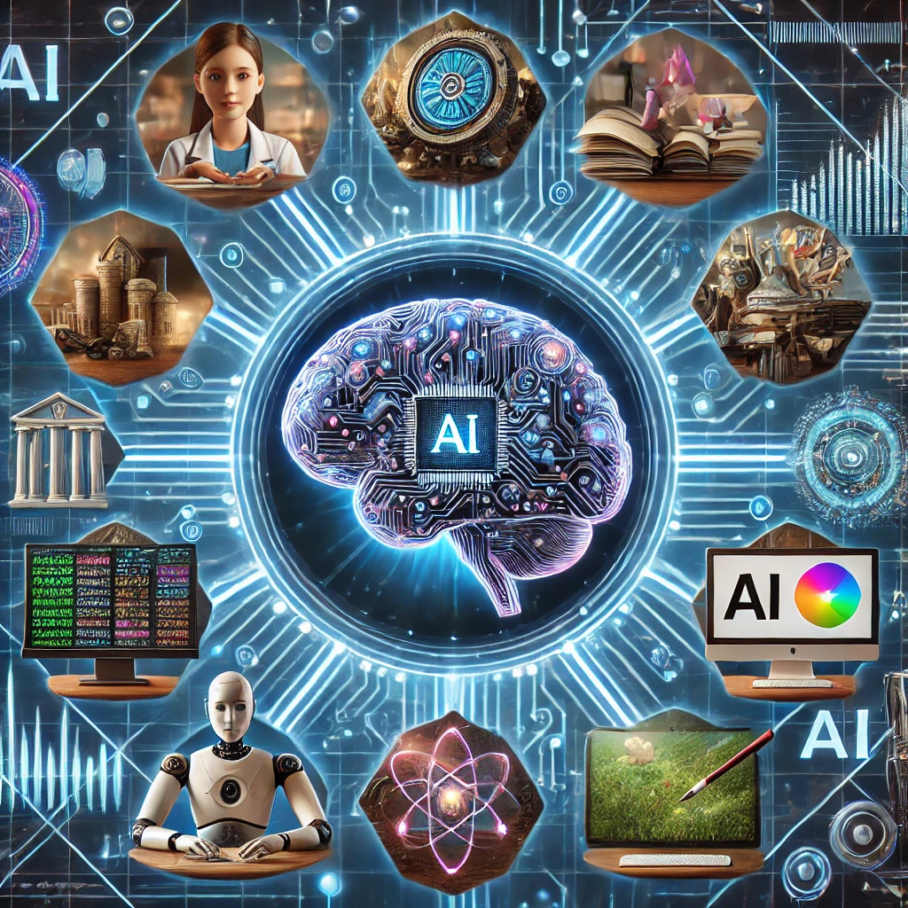 A digital concept showing AI balancing ethics and technology.