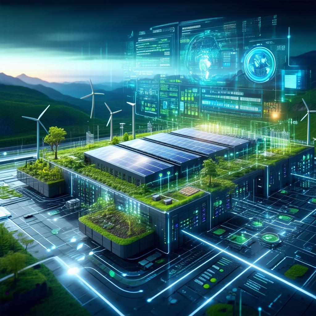 AI-based smart grid optimizing renewable energy distribution in a futuristic city.