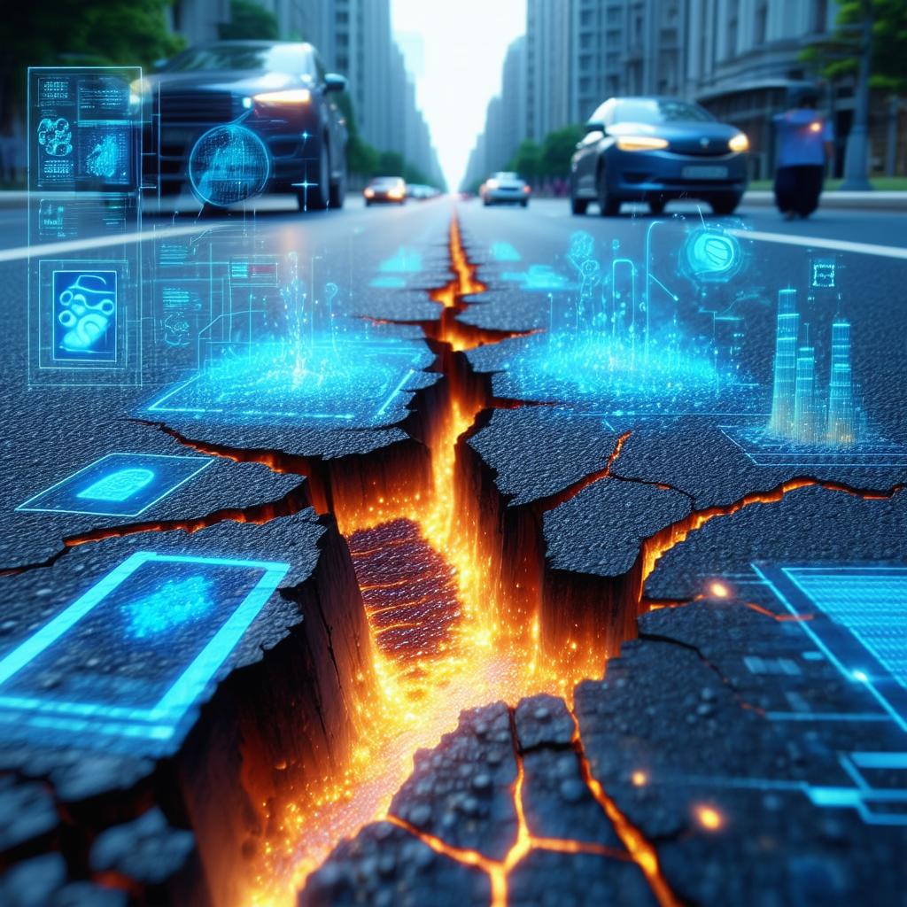 AI-driven self-healing asphalt repairing cracks