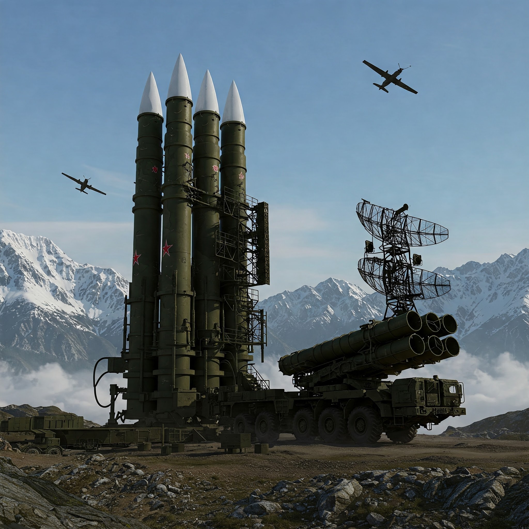 Indian S-400 missile system in mountains.