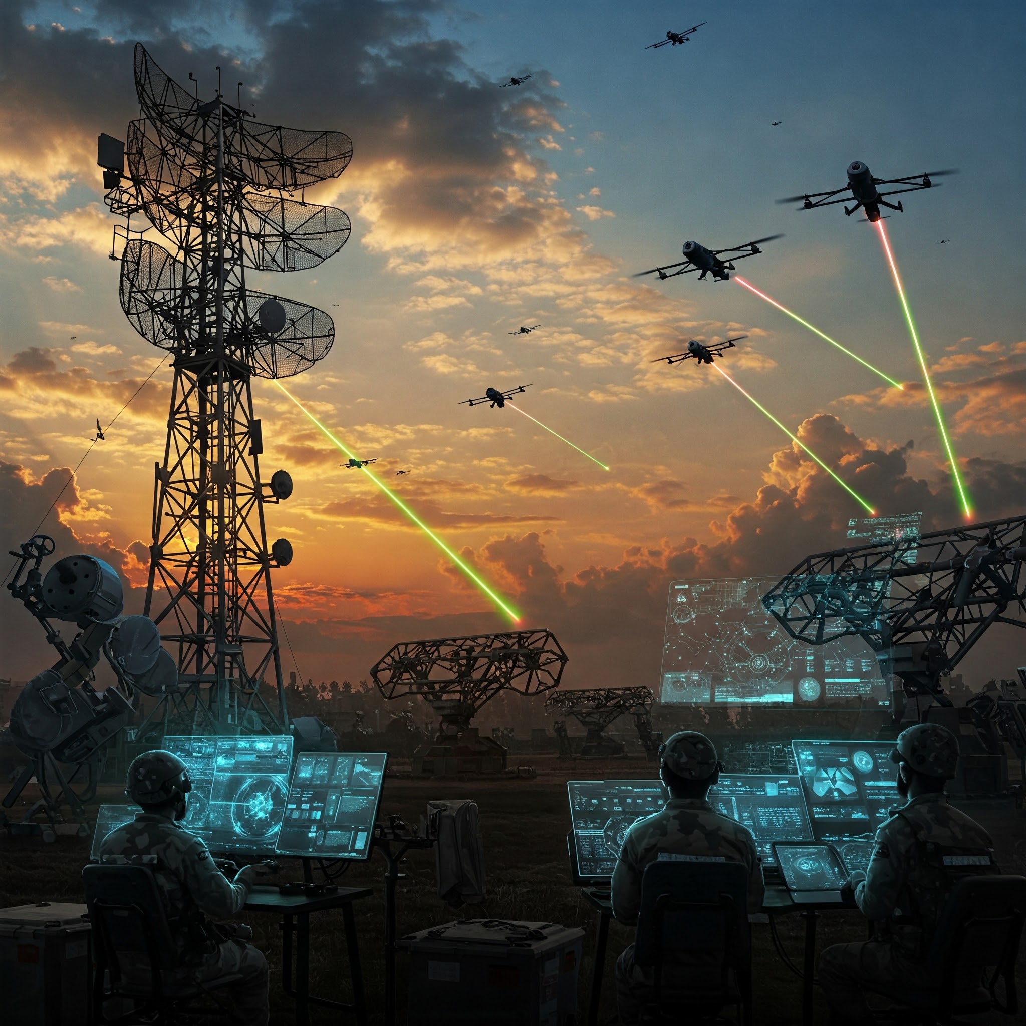 Indian drone defense system, radar, AI, drones neutralized.