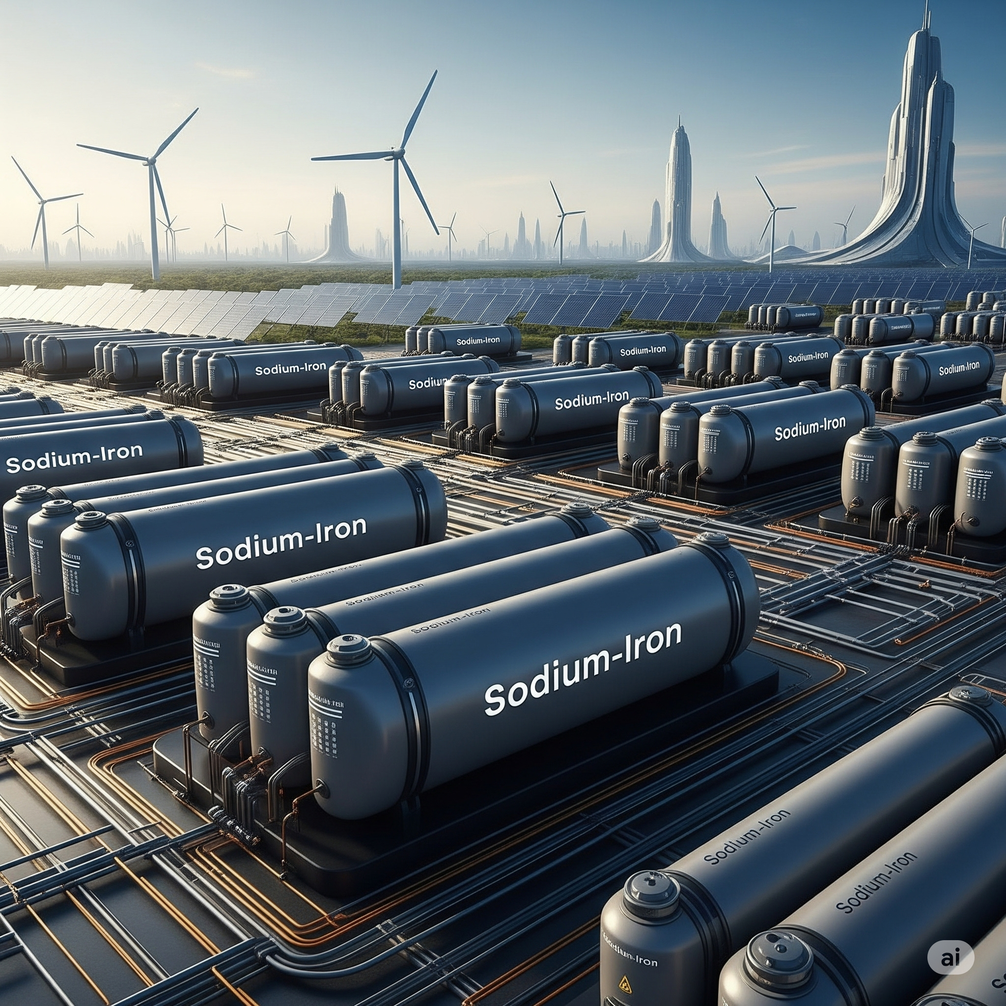 Energy grid with Sodium-Iron batteries.