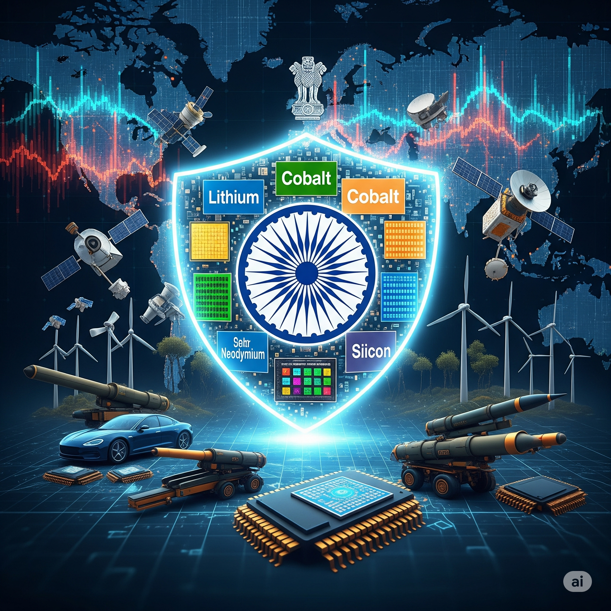 National emblem protected by glowing minerals.
