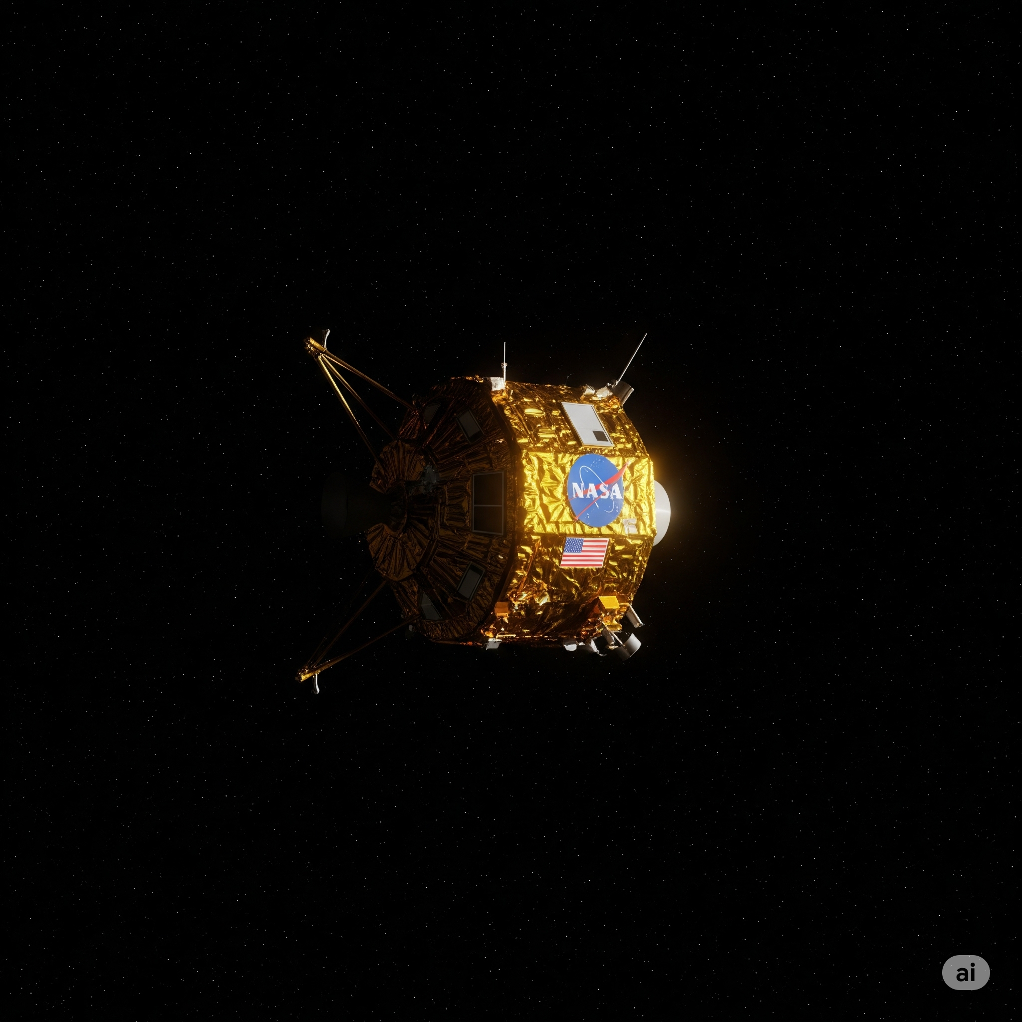 Voyager 1 probe floating in deep space.