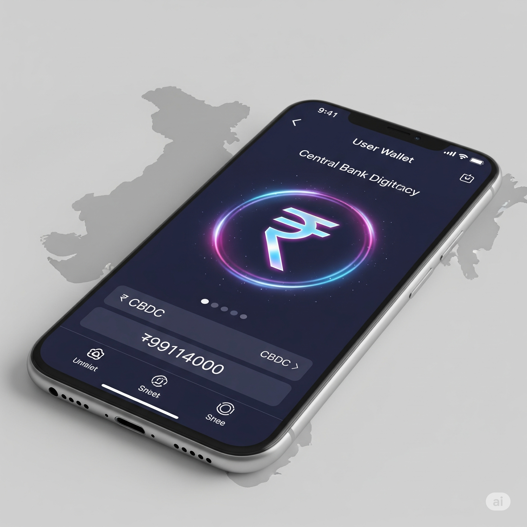 Digital wallet, Indian Rupee, CBDC, futuristic.
