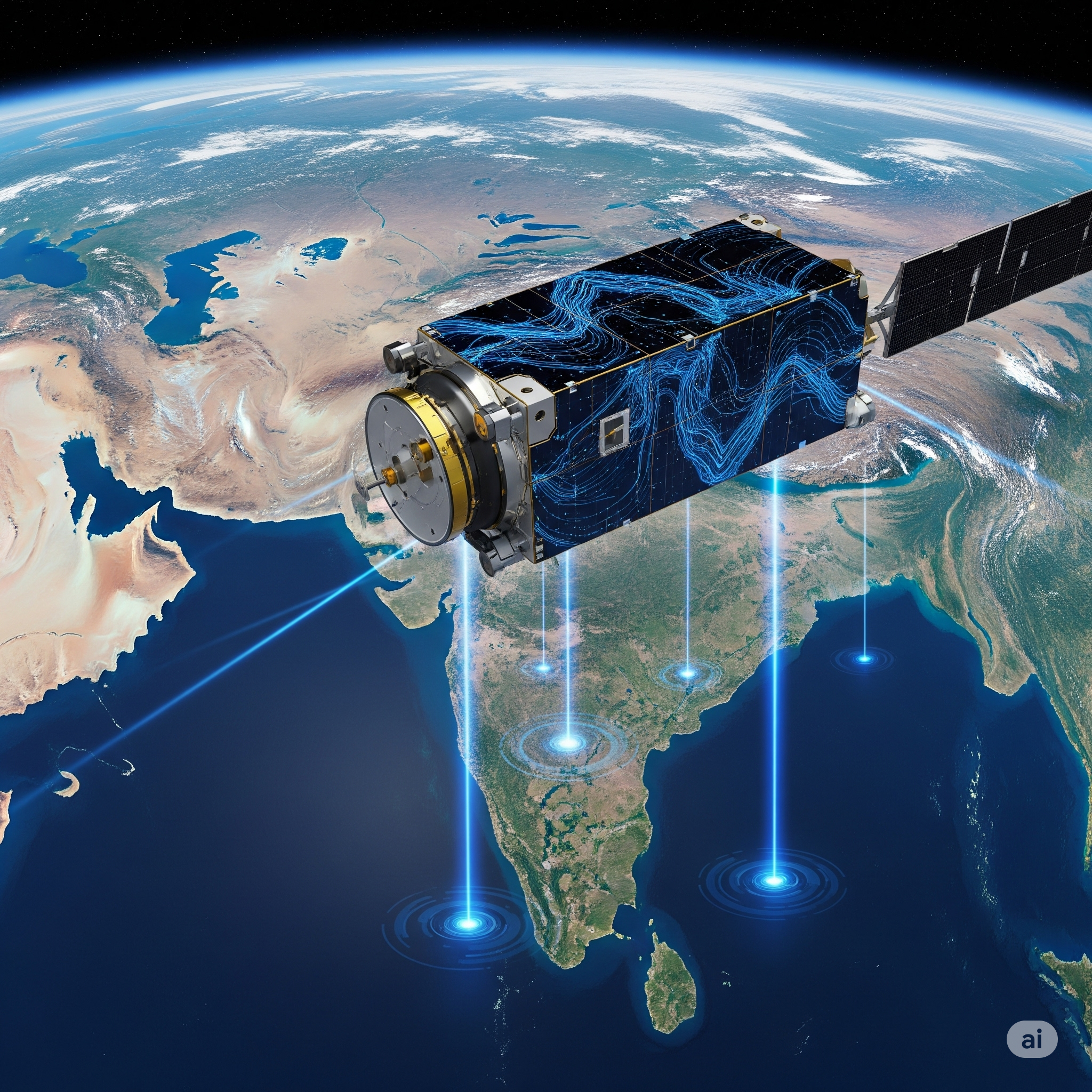 Satellite mapping the Indian subcontinent from Low Earth Orbit.