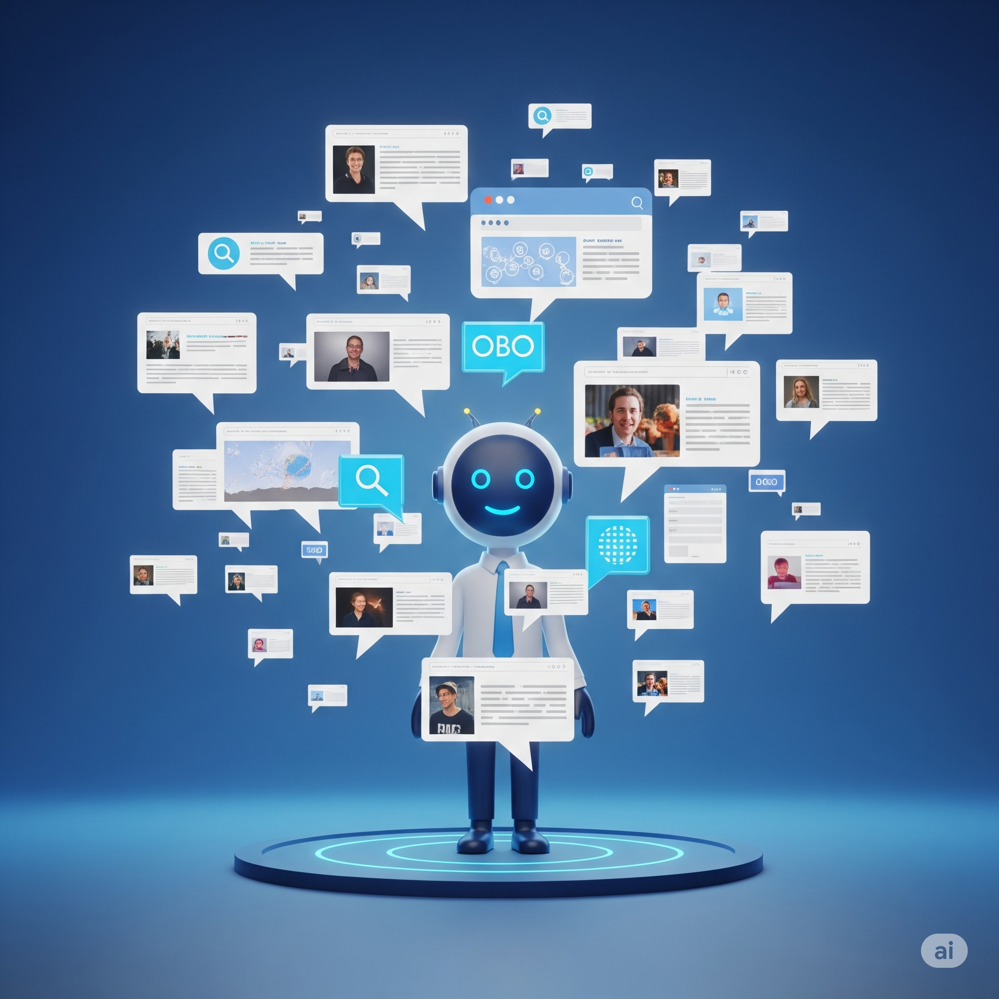 AI avatar summarizes content from multiple websites.
