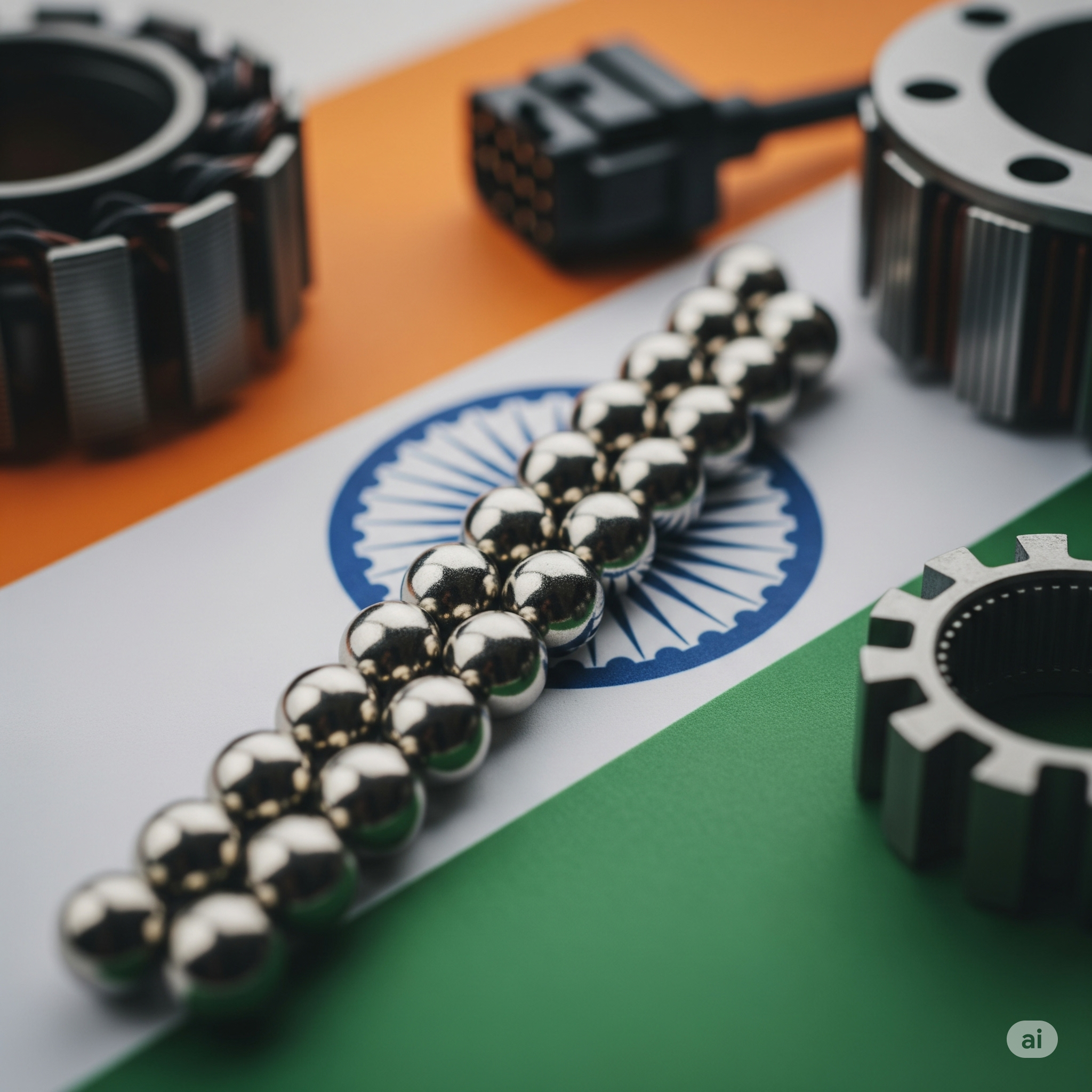 Neodymium magnets arranged on the Indian flag, EV motor parts.