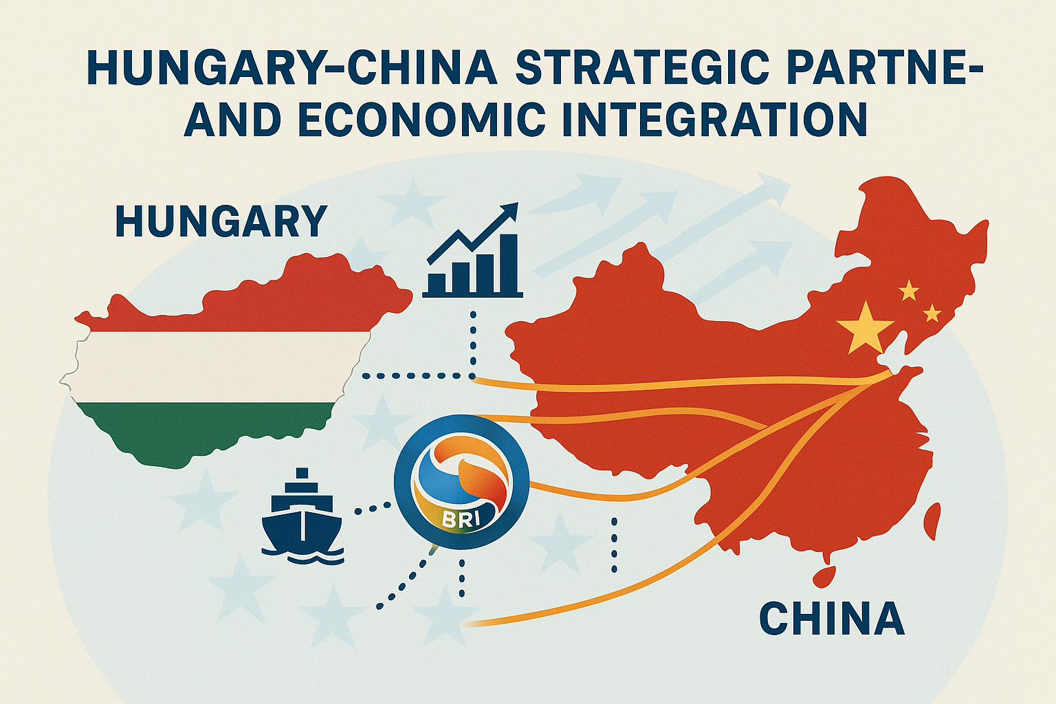 Map illustrating Hungary-China strategic partnership and economic integration.